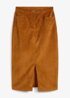 bonprix Bekleidung·Sportbekleidung|Röcke|Stretch-Cord-Rock in Midilänge bronze