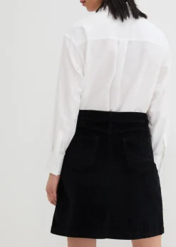 bonprix Bekleidung·Sportbekleidung|Röcke|Stretch-Cordrock mit Knopfleiste schwarz