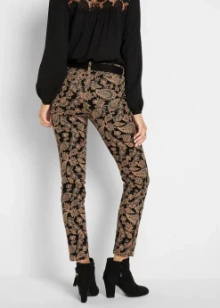 bonprix Bekleidung·Kleider|Hosen|Stretch-Hose bedruckt schwarz paisley