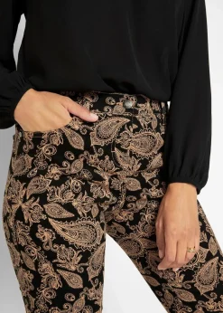bonprix Bekleidung·Kleider|Hosen|Stretch-Hose bedruckt schwarz paisley