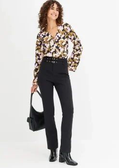 bonprix Bekleidung·Kleider|Hosen|Stretch-Hose mit Gürtel (2-tlg. Set) schwarz