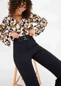bonprix Bekleidung·Kleider|Hosen|Stretch-Hose mit Gürtel (2-tlg. Set) schwarz