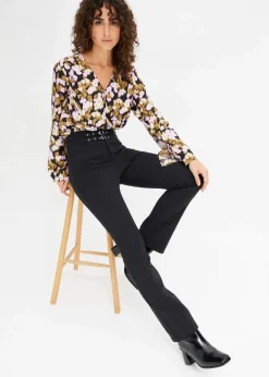 bonprix Bekleidung·Kleider|Hosen|Stretch-Hose mit Gürtel (2-tlg. Set) schwarz