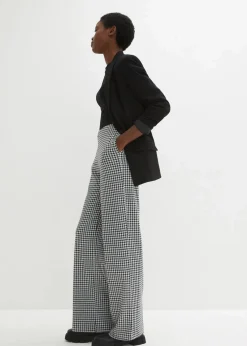 Stretch-Hose mit Hahnentrittmuster, Wide leg|bonprix New