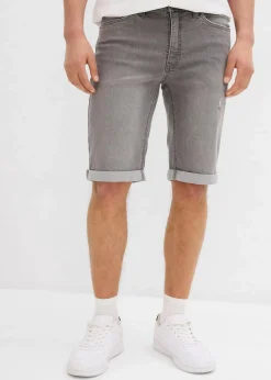 bonprix Große Größen|Shorts|Stretch-Jeans-Bermuda mit umgeschlagenem Saum, Regular Fit grau denim