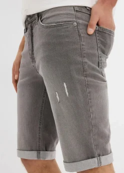 bonprix Große Größen|Shorts|Stretch-Jeans-Bermuda mit umgeschlagenem Saum, Regular Fit grau denim