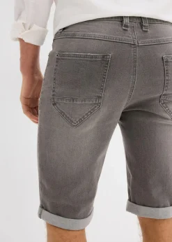 bonprix Große Größen|Shorts|Stretch-Jeans-Bermuda mit umgeschlagenem Saum, Regular Fit grau denim