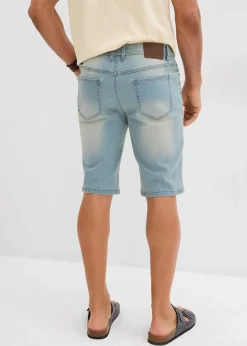 bonprix Jeans|Shorts|Stretch-Jeans-Bermuda mit verstärktem Schritt, Regular Fit hellblau denim/beige