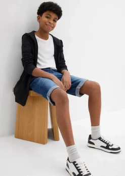 bonprix Jungen 9-16 Jahre·Jeans|Jungen 9-16 Jahre·Shorts|Stretch-Jeans-Bermuda mit verstellbarem Bund, Slim Fit blau denim