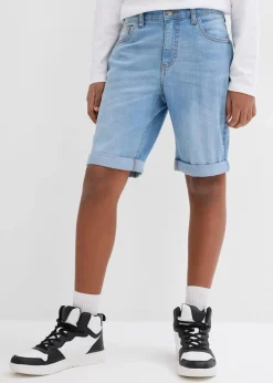 bonprix Jungen 9-16 Jahre·Shorts|Jungen 9-16 Jahre·Jeans|Stretch-Jeans-Bermuda mit verstellbarem Bund, Slim Fit hellblau denim