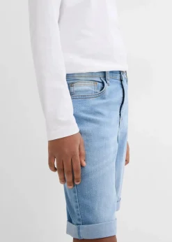 bonprix Jungen 9-16 Jahre·Shorts|Jungen 9-16 Jahre·Jeans|Stretch-Jeans-Bermuda mit verstellbarem Bund, Slim Fit hellblau denim