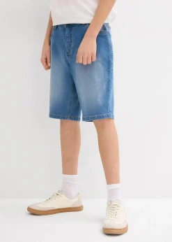 bonprix Jungen 9-16 Jahre·Mehrfachpacks|Jungen 9-16 Jahre·Shorts|Stretch-Jeans-Bermuda mit verstellbarem Bund, Regular Fit (2er Pack) mittelblau denim+dunkelblau denim