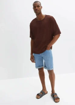 bonprix Jeans|Shorts|Stretch-Jeans-Bermuda, Regular Fit hellblau denim