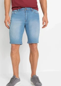 bonprix Shorts|Jeans|Stretch-Jeans-Bermuda, Regular Fit (2er Pack) mittelblau denim + dunkelblau denim