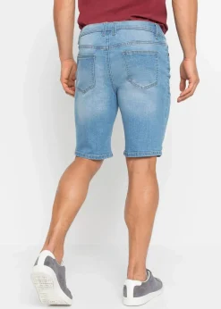 bonprix Shorts|Jeans|Stretch-Jeans-Bermuda, Regular Fit (2er Pack) mittelblau denim + dunkelblau denim