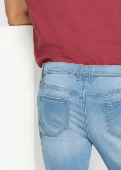 bonprix Shorts|Jeans|Stretch-Jeans-Bermuda, Regular Fit (2er Pack) mittelblau denim + dunkelblau denim