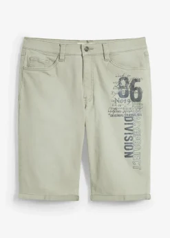 bonprix Große Größen|Shorts|Stretch-Jeans-Bermuda, Regular Fit seegras bedruckt