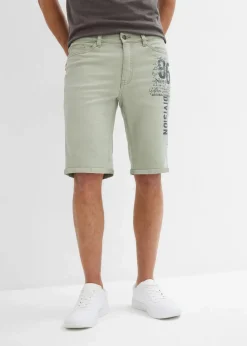 bonprix Große Größen|Shorts|Stretch-Jeans-Bermuda, Regular Fit seegras bedruckt