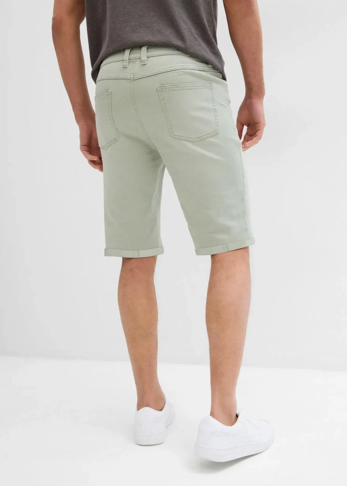 bonprix Große Größen|Shorts|Stretch-Jeans-Bermuda, Regular Fit seegras bedruckt