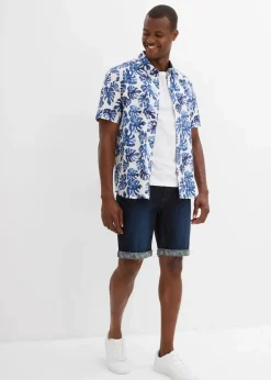 bonprix Große Größen|Shorts|Stretch-Jeans-Bermuda, Regular Fit dunkelblau denim