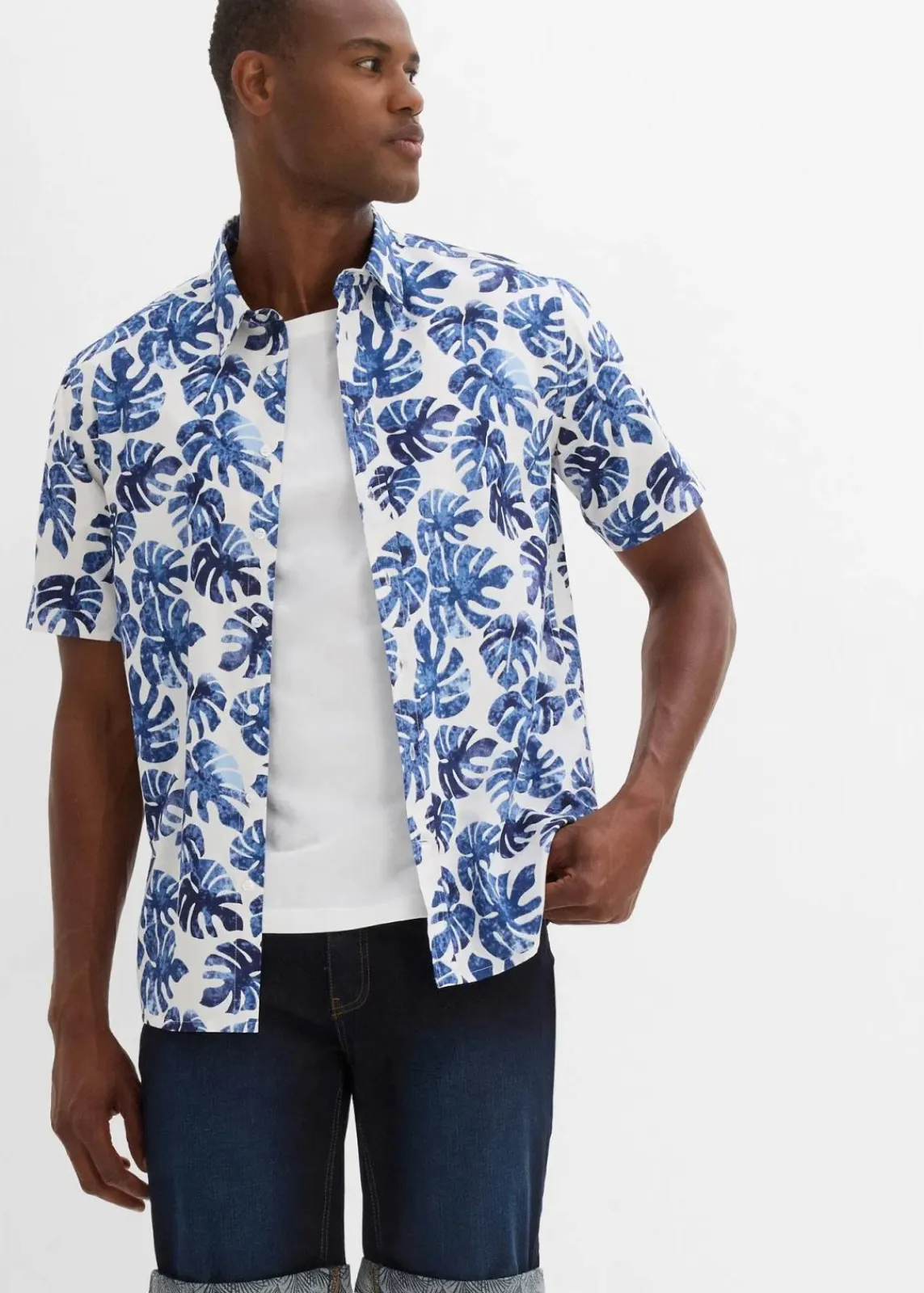 bonprix Große Größen|Shorts|Stretch-Jeans-Bermuda, Regular Fit dunkelblau denim