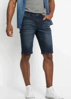 bonprix Große Größen|Shorts|Stretch-Jeans-Bermuda, Slim Fit dunkelblau denim