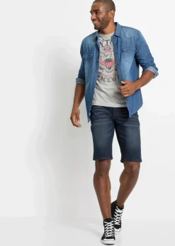 bonprix Große Größen|Shorts|Stretch-Jeans-Bermuda, Slim Fit dunkelblau denim