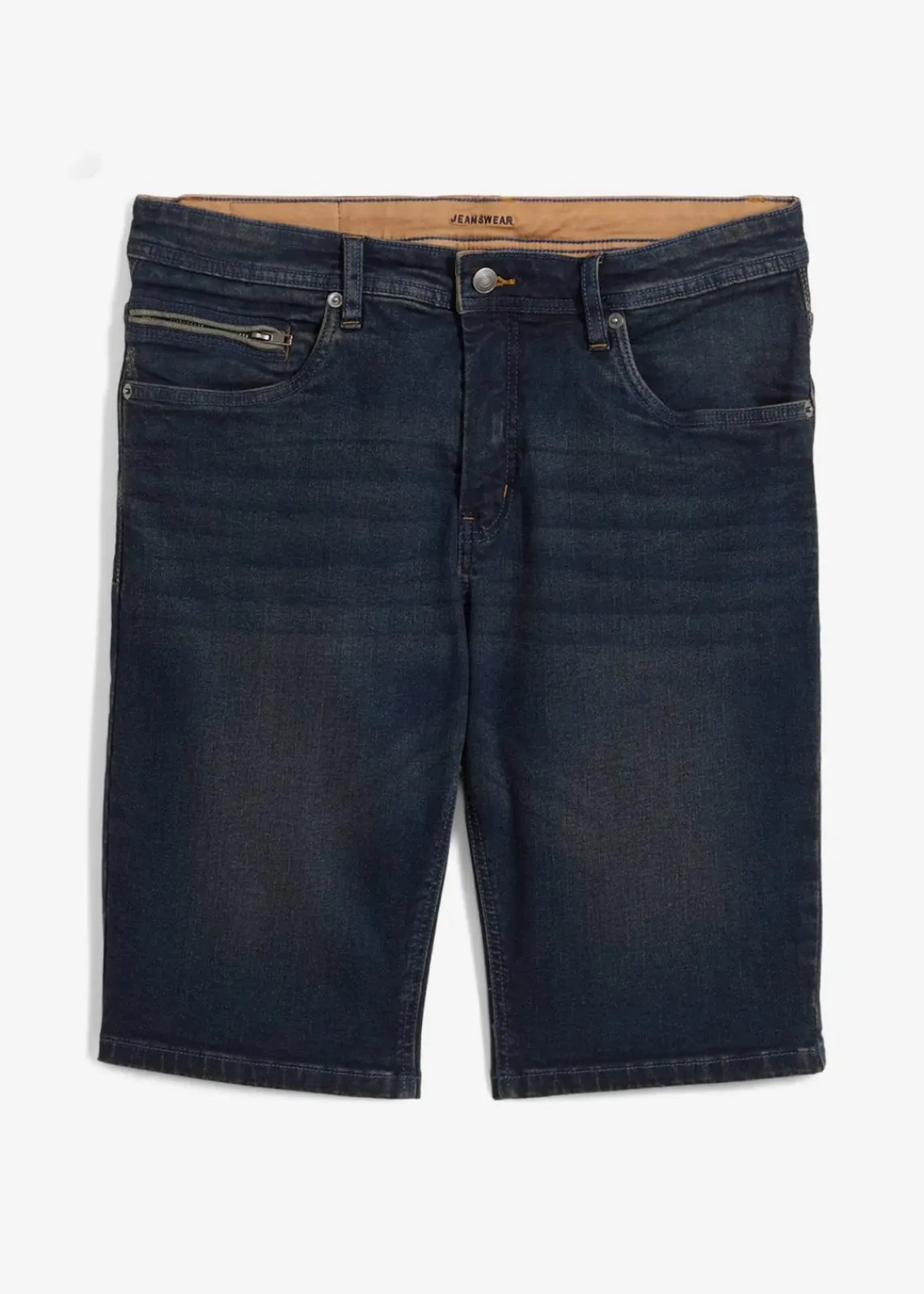 bonprix Jeans|Shorts|Stretch-Jeans-Bermuda, Slim Fit blau/beige