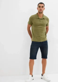 bonprix Jeans|Shorts|Stretch-Jeans-Bermuda, Slim Fit blau/beige