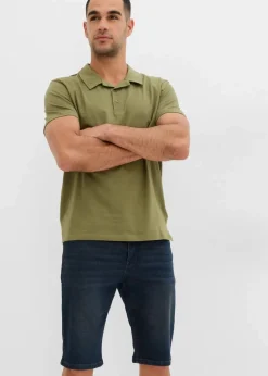 bonprix Jeans|Shorts|Stretch-Jeans-Bermuda, Slim Fit blau/beige