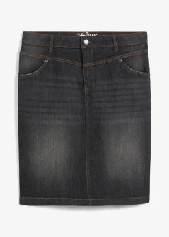 bonprix Bekleidung·Sportbekleidung|Röcke|Stretch-Jeansrock schwarz denim used