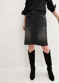 bonprix Bekleidung·Sportbekleidung|Röcke|Stretch-Jeansrock schwarz denim used