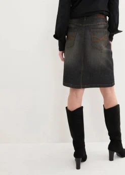 bonprix Bekleidung·Sportbekleidung|Röcke|Stretch-Jeansrock schwarz denim used