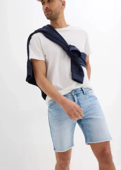Stretch-Jeans-Shorts mit offenen Saumkanten, Relaxed Fit|bonprix Hot