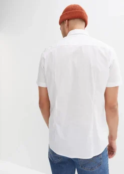 bonprix Große Größen|Hemden|Stretch-Kurzarmhemd, Slim Fit weiß