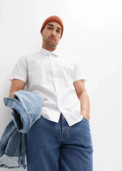 bonprix Große Größen|Hemden|Stretch-Kurzarmhemd, Slim Fit weiß