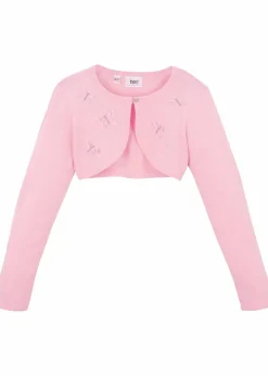 bonprix Mädchen 2-8 Jahre·Sweat & Strick|Strickbolero mit Schmetterlings-Applikationen puderrosa