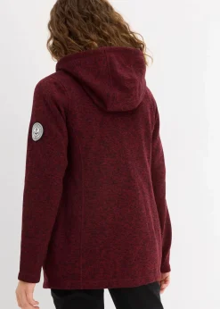 bonprix Bekleidung·Blusen & Tuniken|Bekleidung·Hosen|Strickfleecejacke mit Kapuze bordeaux meliert