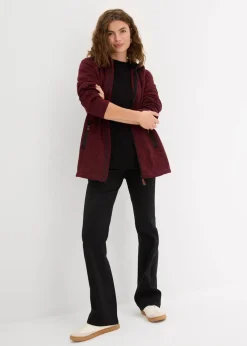 bonprix Bekleidung·Blusen & Tuniken|Bekleidung·Hosen|Strickfleecejacke mit Kapuze bordeaux meliert