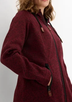 bonprix Bekleidung·Blusen & Tuniken|Bekleidung·Hosen|Strickfleecejacke mit Kapuze bordeaux meliert