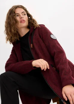 bonprix Bekleidung·Blusen & Tuniken|Bekleidung·Hosen|Strickfleecejacke mit Kapuze bordeaux meliert