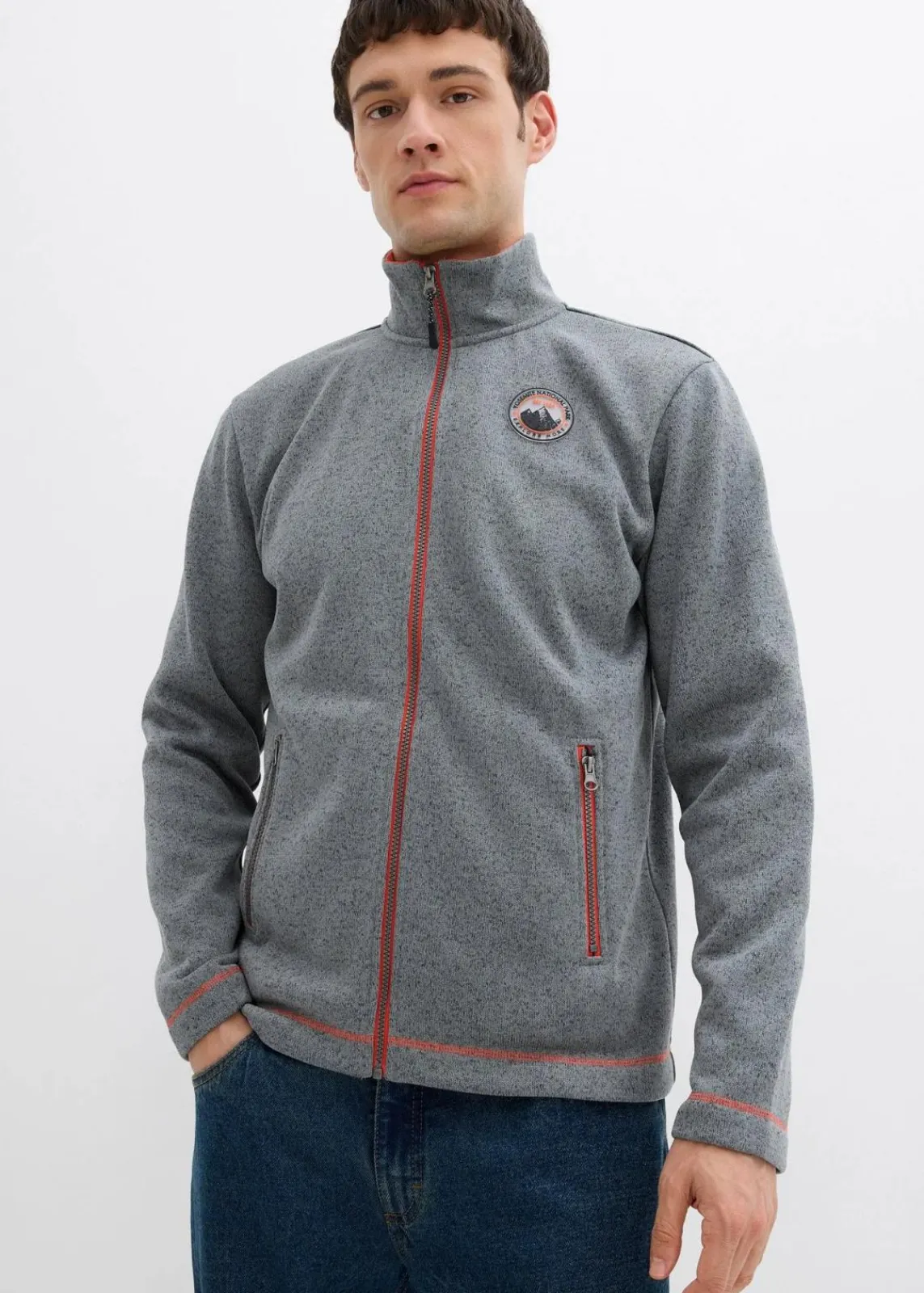 Strick-Fleecejacke mit praktischen Reißverschlusstaschen|bonprix