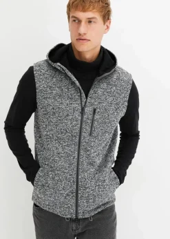 Strickfleece-Weste mit Kapuze|bonprix Sale