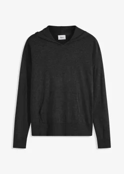 Strick-Hoodie mit Kängurutasche aus Viskose-Mix|bonprix New