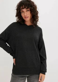 Strick-Hoodie mit Kängurutasche aus Viskose-Mix|bonprix New