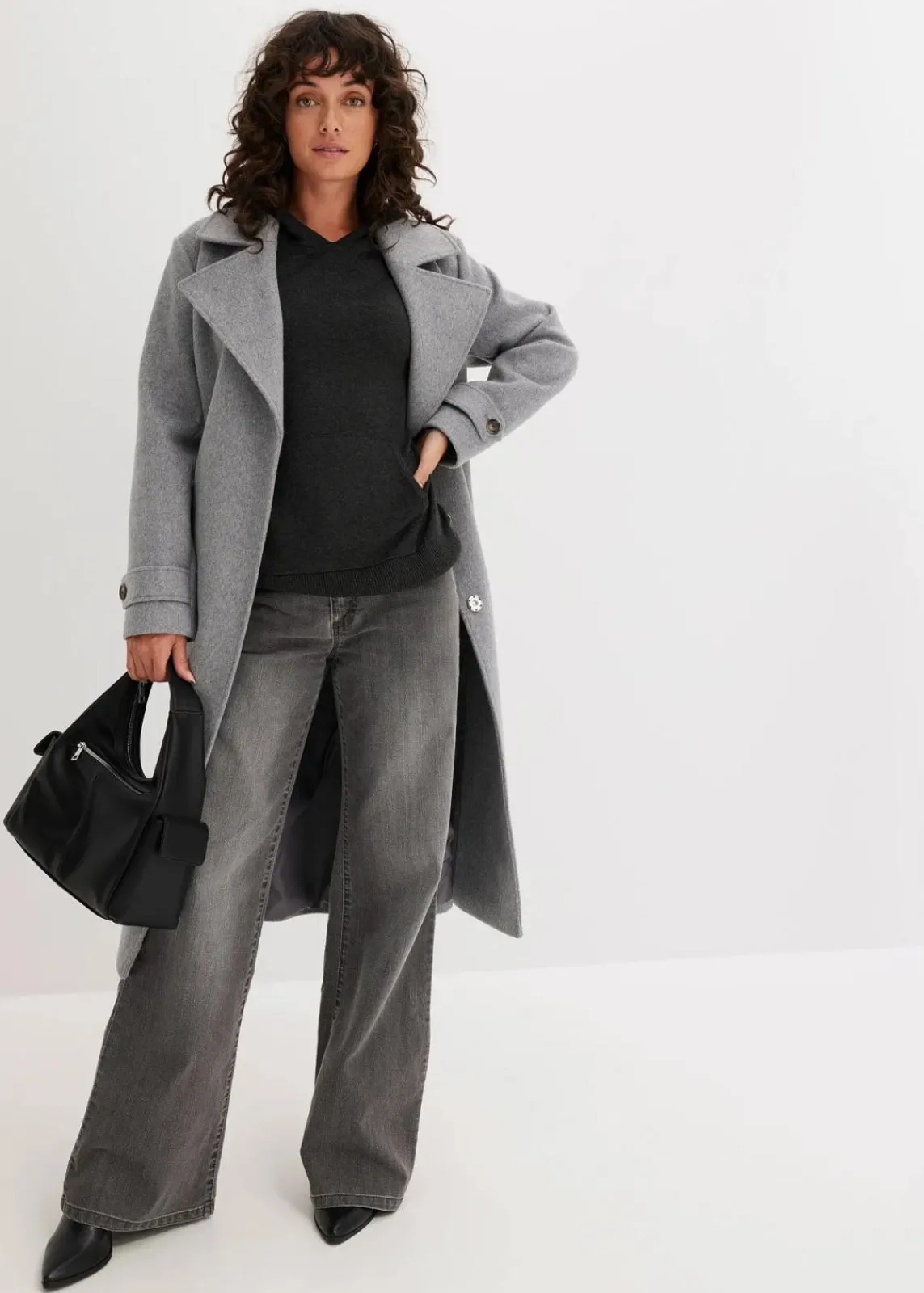 Strick-Hoodie mit Kängurutasche aus Viskose-Mix|bonprix New