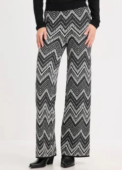 bonprix Zweiteiler & Sets|Strick-Hose schwarz/weiß