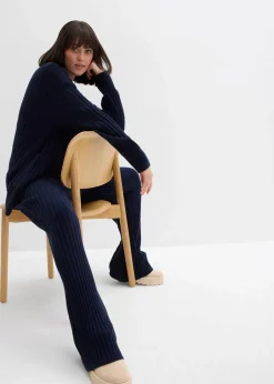 bonprix Hosen|Bekleidung·Kleider|Strickhose aus softem Viskose-Mix dunkelblau