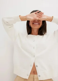 bonprix Bekleidung·Umstandsmode|Pullover & Strickjacken|Strickjacke aus reiner Baumwolle wollweiß