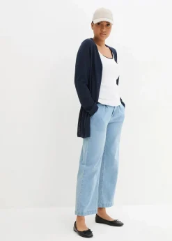 bonprix Bekleidung·Umstandsmode|Pullover & Strickjacken|Strickjacke aus reiner leichter Baumwoll-Slub Qualität dunkelblau